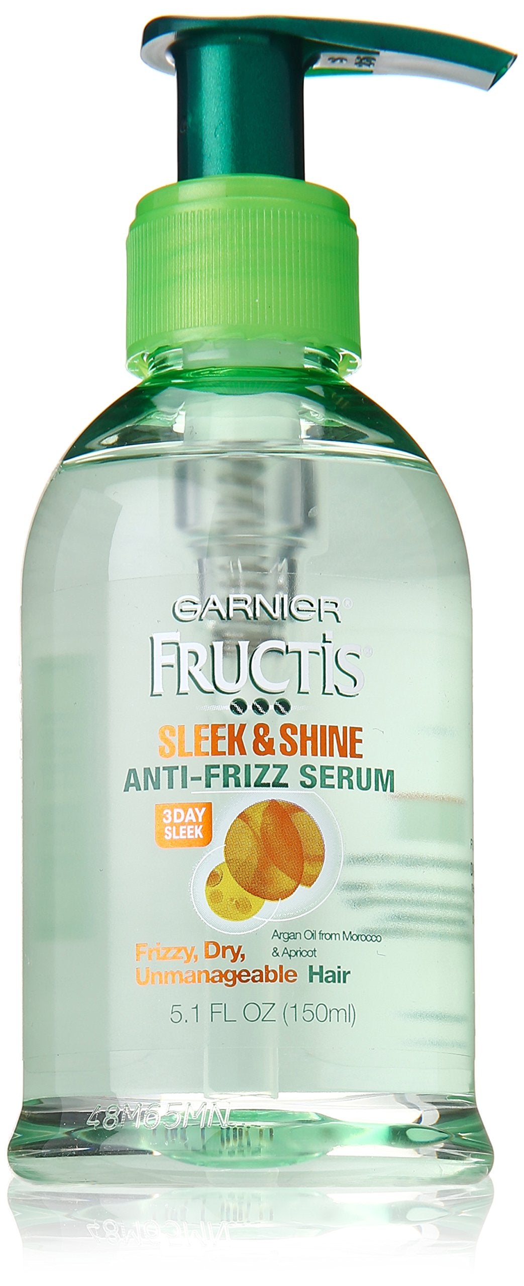 Garnier Fructis Sleek & Shine Anti-Frizz Serum for Frizzy, Dry Hair, Argan Oil, 5.1 Fl Oz, 1 Count (Packaging May Vary)