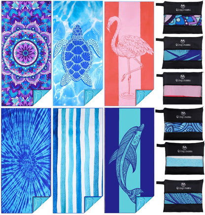 2 Pack Microfiber Oversized Lightweight Beach Towel 71"x32" XL Extra Large Thin Sand Free Towels Travel Swim Pool Yoga Gym Camping for Adults Women Men Beach Essentials Accessories Vacation Gift