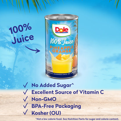 Dole 100% Juice, Pineapple, 46 Ounce Cans (Pack of 6)