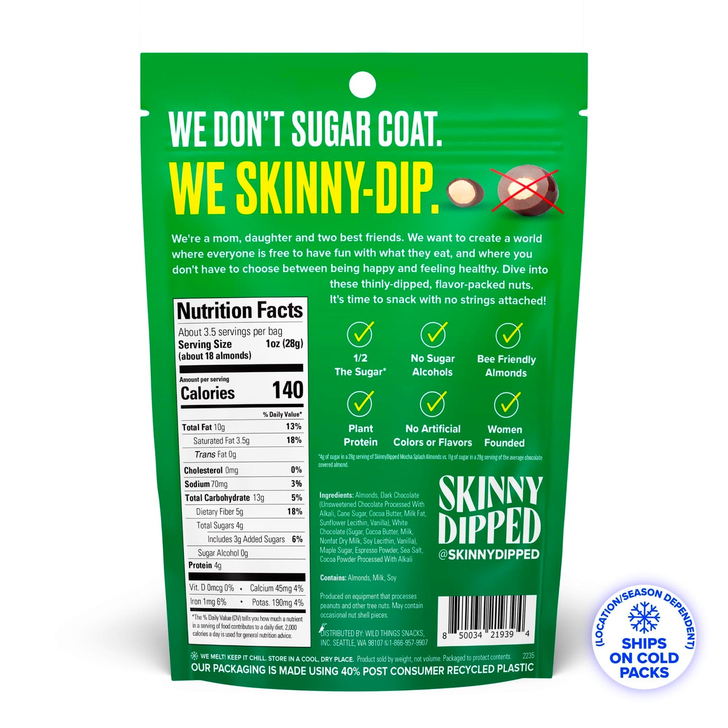 SkinnyDipped Snack Attack Minis Almond Variety Pack, Healthy Snack, Plant Protein, Gluten Free, 0.46 oz Mini Bags, Pack of 25