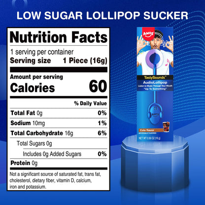 Music Lollipop Suckers,AMOS Audio Lollipop Sugar Free, Singing Lollipop Individually Wrapped, Novelty Gift for Mothers Day (Blueberry, Pack of 1)