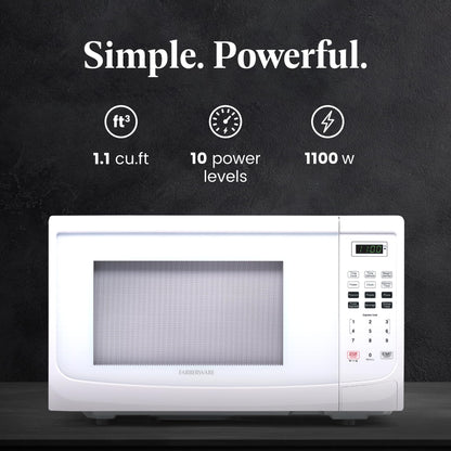 Farberware Countertop Microwave 700 Watts, 0.7 Cu. Ft. - Microwave Oven With LED Lighting and Child Lock - Perfect for Apartments and Dorms - Easy Clean Stainless Steel