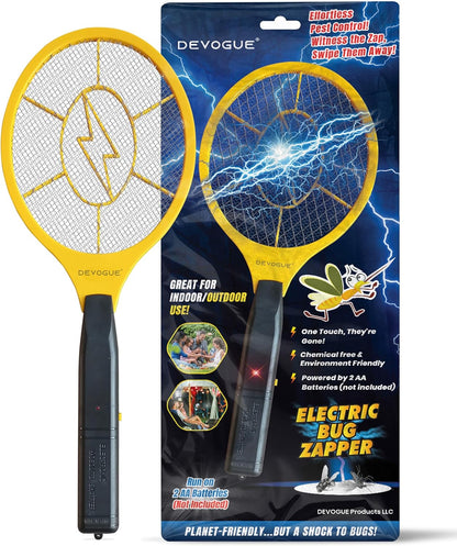 DEVOGUE® Electric Fly Swatter Bug Zapper Battery Operated Flies Killer Indoor & Outdoor Pest Control Mosquito Zapper and Insect Catcher Racket