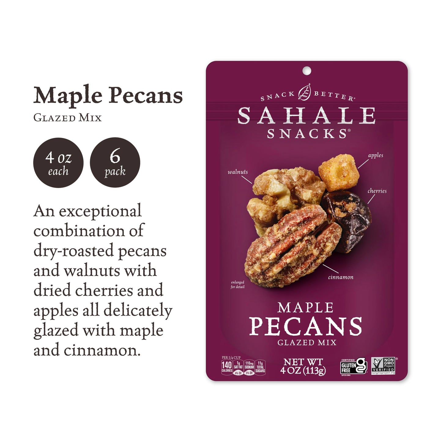 Sahale Snacks Glazed Mix Nut Blend Variety Pack, 1.5 Oz Grab & Go Bags (12 Total Packs) - Four Different Dry-Roasted Deluxe Mixed Nuts Blends Included - Non-GMO Kosher & Certified Gluten-Free Snacks