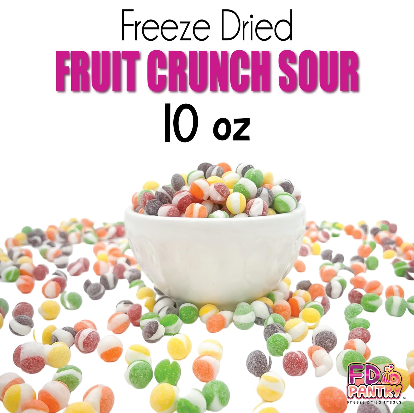 Fruit Crunch Original Candy Freeze Dried 16 oz 1 pound - Assortment Strawberry, Orange, Lemon, Grape, Lime Flavors Large 1lb Big Bag Pouch - Ideal Gift Snack 16oz