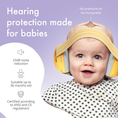 Alpine Muffy Baby Ear Protection for Babies and Toddlers up to 36 Months - CE & ANSI Certified - Noise Reduction Earmuffs - Comfortable Baby Headphones Against Hearing Damage & Improves Sleep - Black