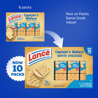 Lance Sandwich Crackers, Captain's Wafer Grilled Cheese, 10 Individual Packs, 6 Sandwiches Each