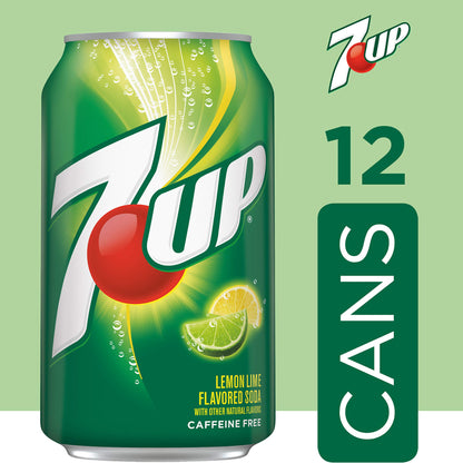 7UP Zero Sugar Lemon Lime Soda, 12 fl oz cans (Pack of 12)