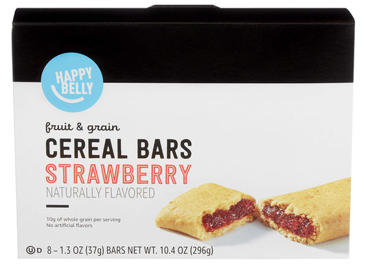 Amazon Brand - Happy Belly Fruit & Grain Cereal Bars, Strawberry , 1.03 Oz, 8 Count (Pack of 1)