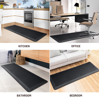 HappyTrends Floor Mat Cushioned Anti-Fatigue ,17.3"x28",Thick Waterproof Non-Slip Mats and Rugs Heavy Duty Ergonomic Comfort Rug for Kitchen,Floor,Office,Sink,Laundry,Black