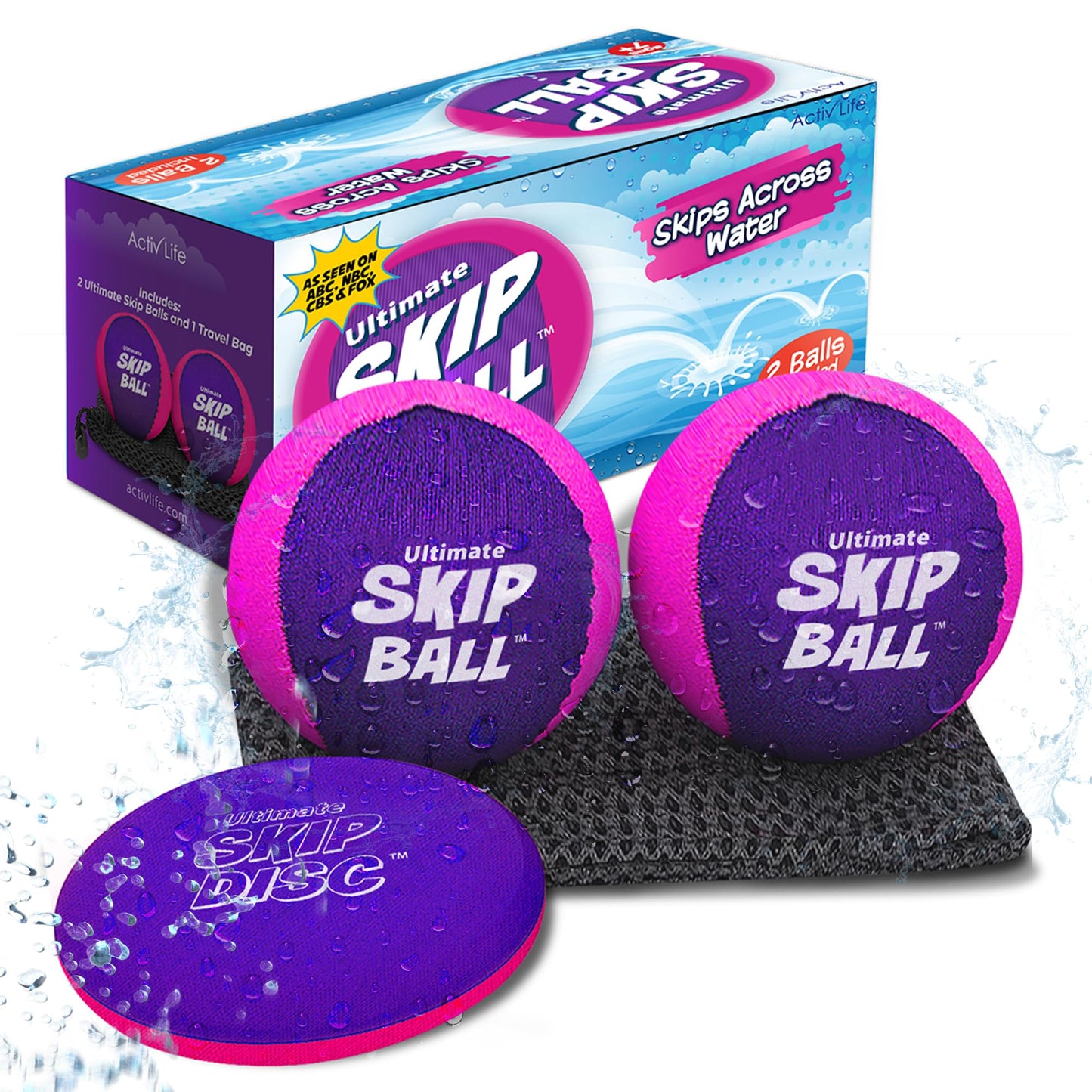 Activ Life The Ultimate Skip Ball – Water Bouncing Ball (2 Pack) Create Lasting Memories with Your Friends & Family at The Beach, Lake or Pool - Great for All Ages