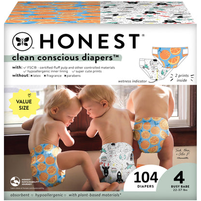 The Honest Company Clean Conscious Diapers | Plant-Based, Sustainable | Above It All + Pandas | Club Box, Size Newborn, 72 Count