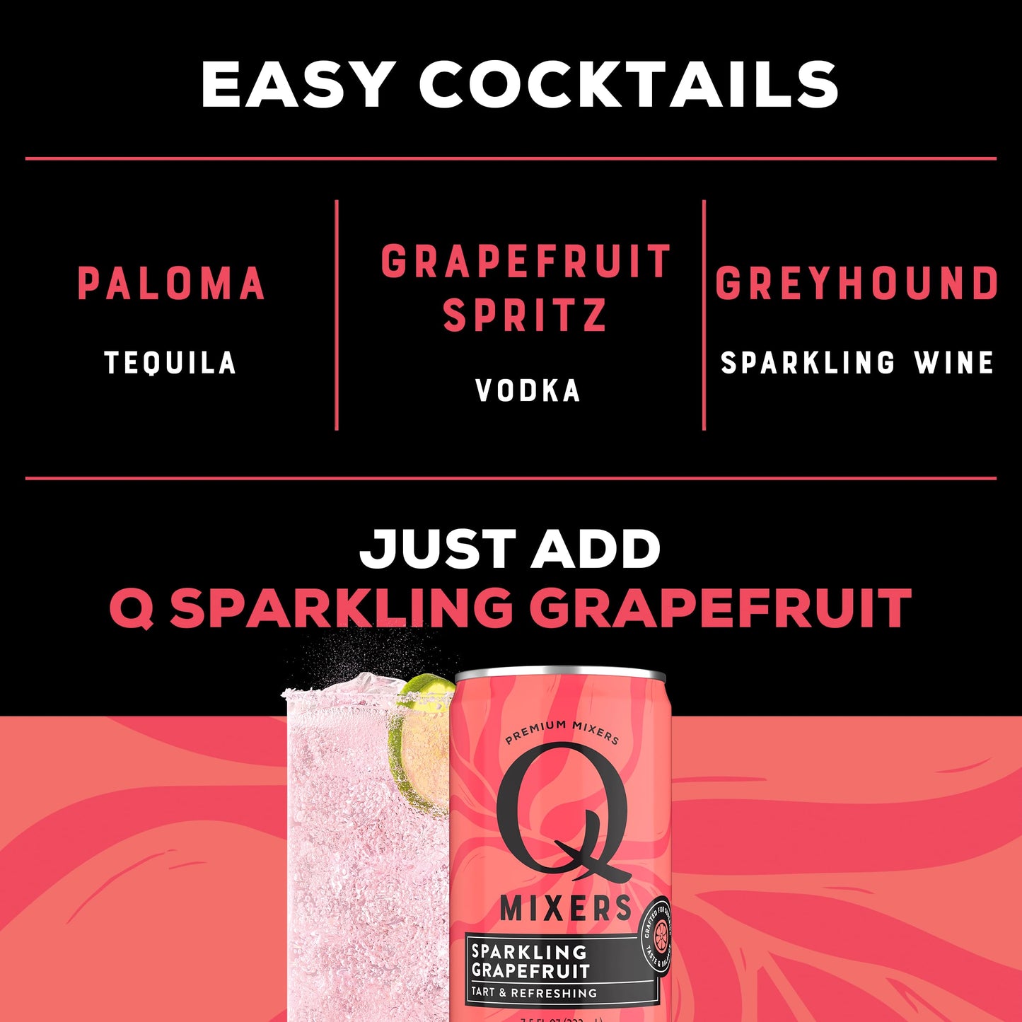 Q Mixers Tonic Water, Premium Cocktail Mixer Made with Real Ingredients, Only 45 Calories per Can, 7.5 Fl oz (Pack of 24)