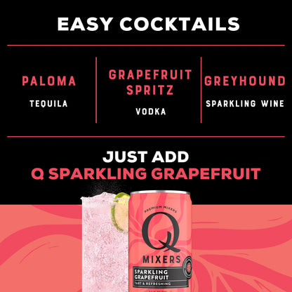 Q Mixers Tonic Water, Premium Cocktail Mixer Made with Real Ingredients, Only 45 Calories per Can, 7.5 Fl oz (Pack of 24)