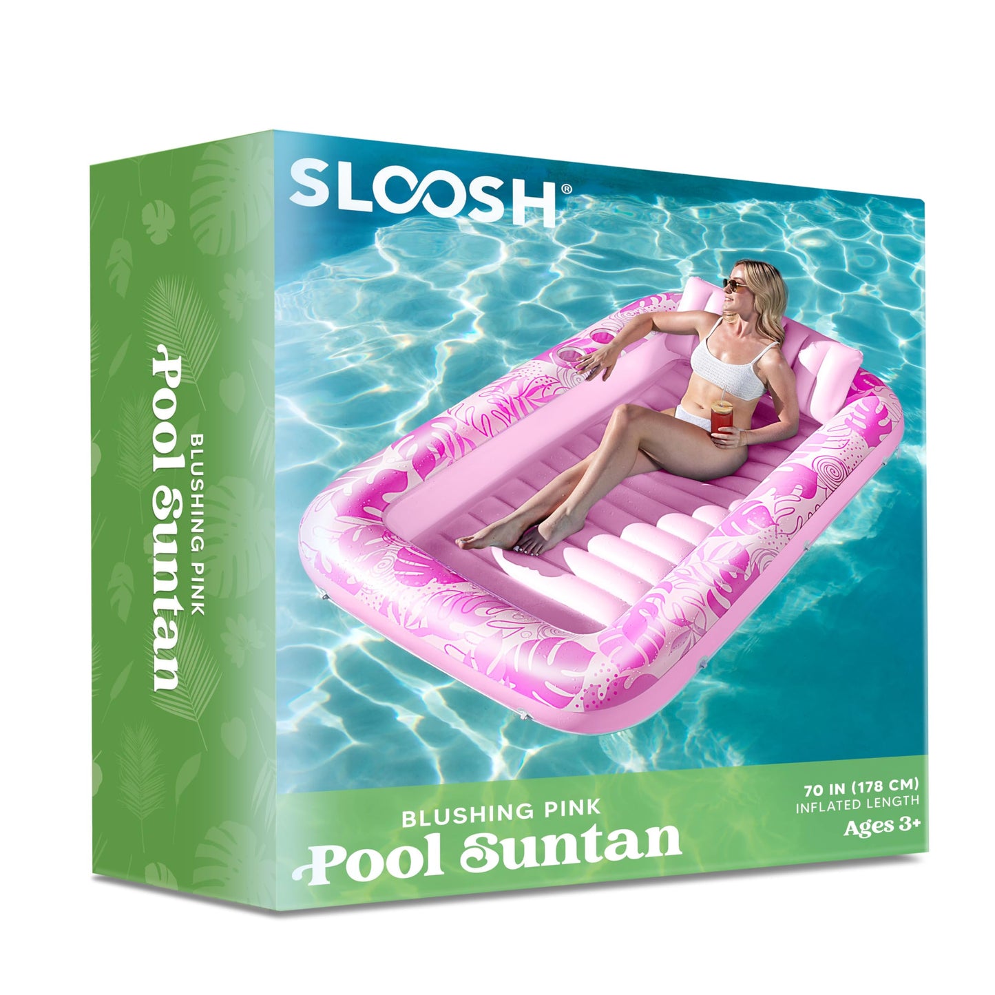 Sloosh Inflatable Tanning Pool Lounger Float for Adults, 70" x 46" Large Suntan Tub Pool Floats Sun Tan Tub Ice Bath Tub Tanning Bed Blow up Pool Raft Lounge Floatie, L-Blue