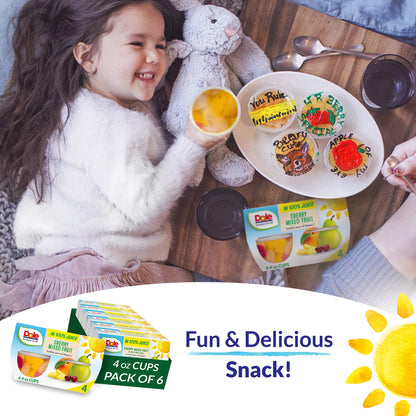 Dole Fruit Bowls No Sugar Added Variety Pack Snacks, Peaches, Mandarin Oranges & Cherry Mixed Fruit, 4oz 12 Cups, Gluten & Dairy Free, Bulk Lunch Snacks for Kids & Adults