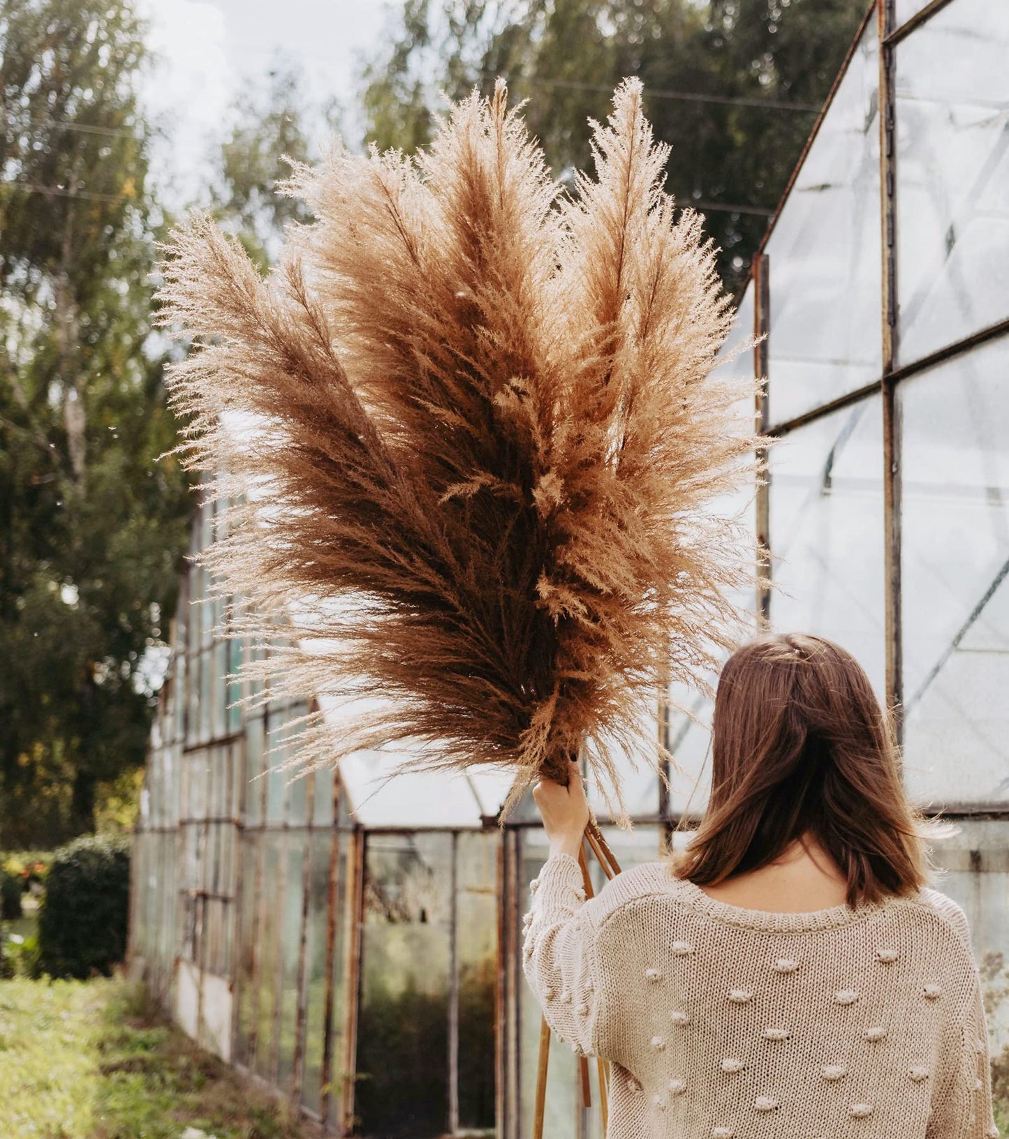 110 PCS Dried Pampas Grass Bouquet, Boho Table Decor, Bunny Tails Dried Flowers, Brown Pompas, White Pampas Grass for Wedding, Home, Rustic Party, Baby Shower Decorations