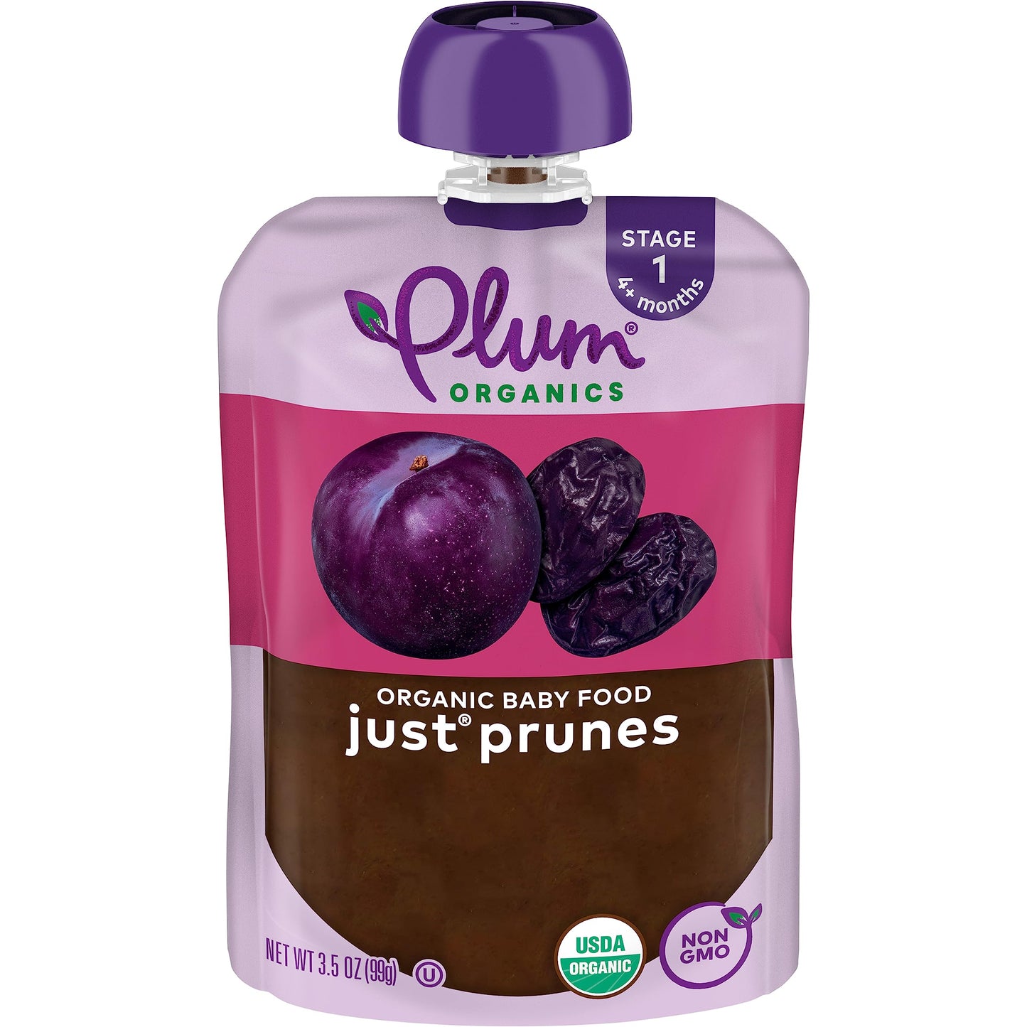 Plum Organics | Stage 1 | Organic Baby Food Meals [4+ Months] | Just Prunes | 3.5 Ounce Pouch (Pack Of 12) Packaging May Vary