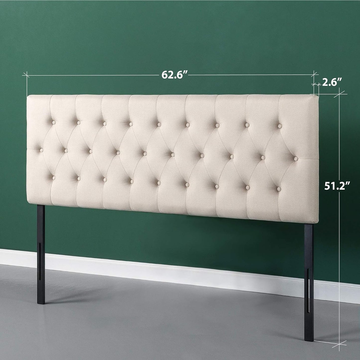 ZINUS Trina Upholstered Headboard, Button Tufted Upholstery, Adjustable Height, Easy Assembly, Taupe, Queen