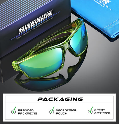 Nitrogen Polarized Wrap Around Sport Sunglasses for Men Women UV400 Protection Sun Glasses