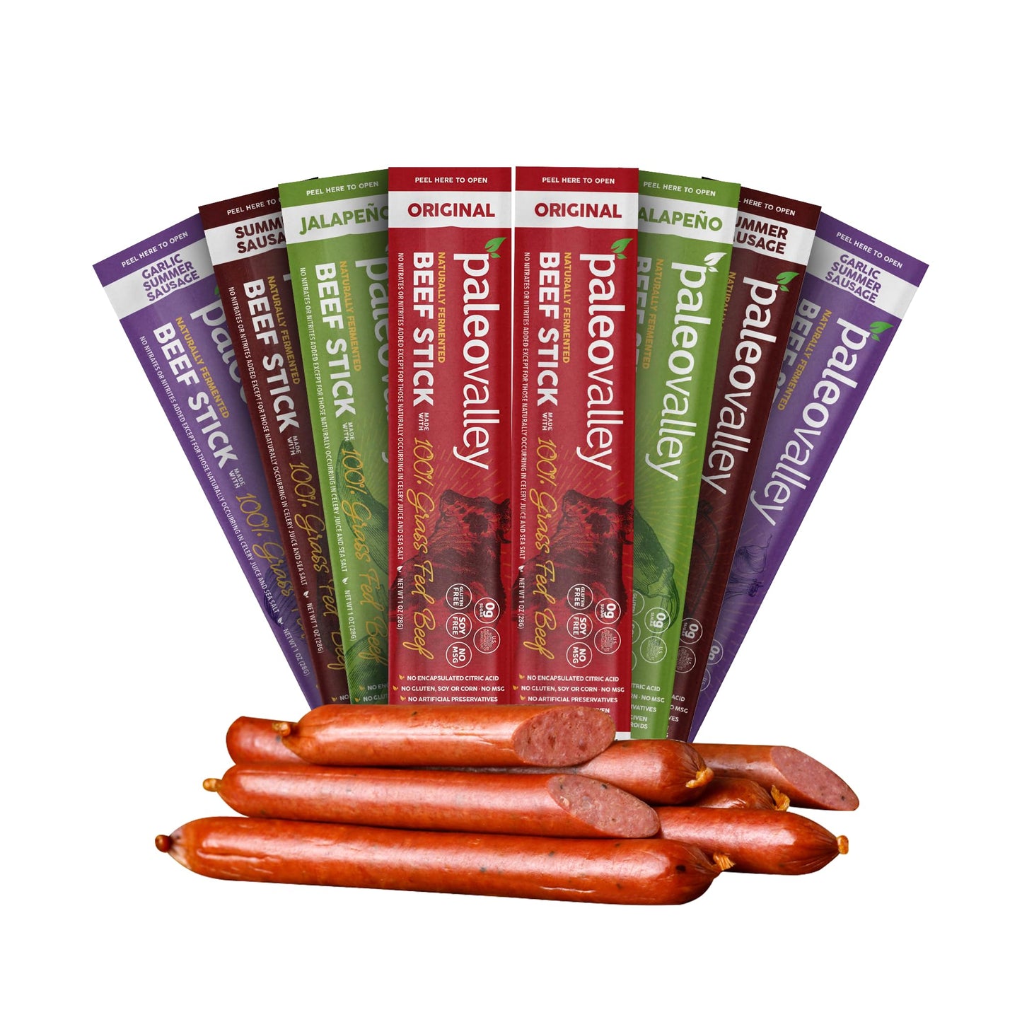 Paleovalley 100% Grass Fed Original Beef Sticks - Delicious Gluten Free Beef Snack - High Protein Keto Friendly