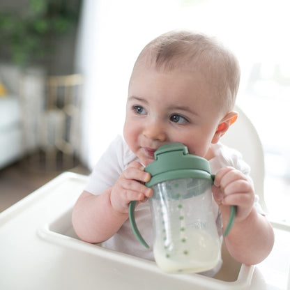 Dr. Brown’s Milestones Baby’s First Straw Cup, Training Cup with Weighted Straw, Dark Blue, 6m+