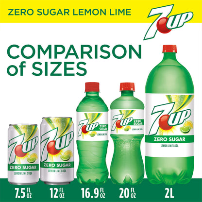 7UP Zero Sugar Lemon Lime Soda, 12 fl oz cans (Pack of 12)