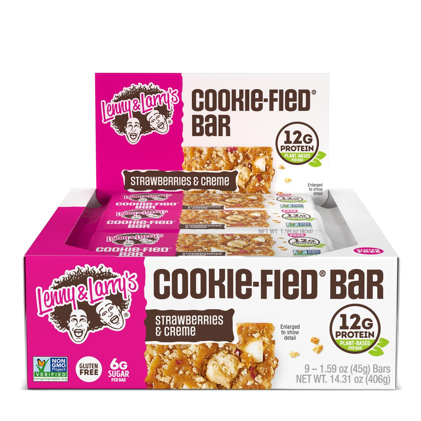 Lenny & Larry's Cookie-fied Bar, Cookies & Creme, 45g - Plant-Based Protein Bar, Vegan and Non-GMO (Pack of 9)