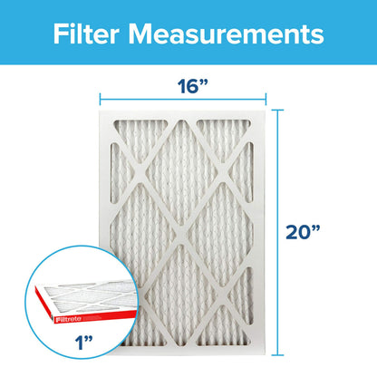 Filtrete 20x25x1 AC Furnace Air Filter, MERV 11, MPR 1000, Micro Allergen Defense, 3-Month Pleated 1-Inch Electrostatic Air Cleaning Filter, 2 Pack (Actual Size 19.688 x 24.688 x 0.84 in)