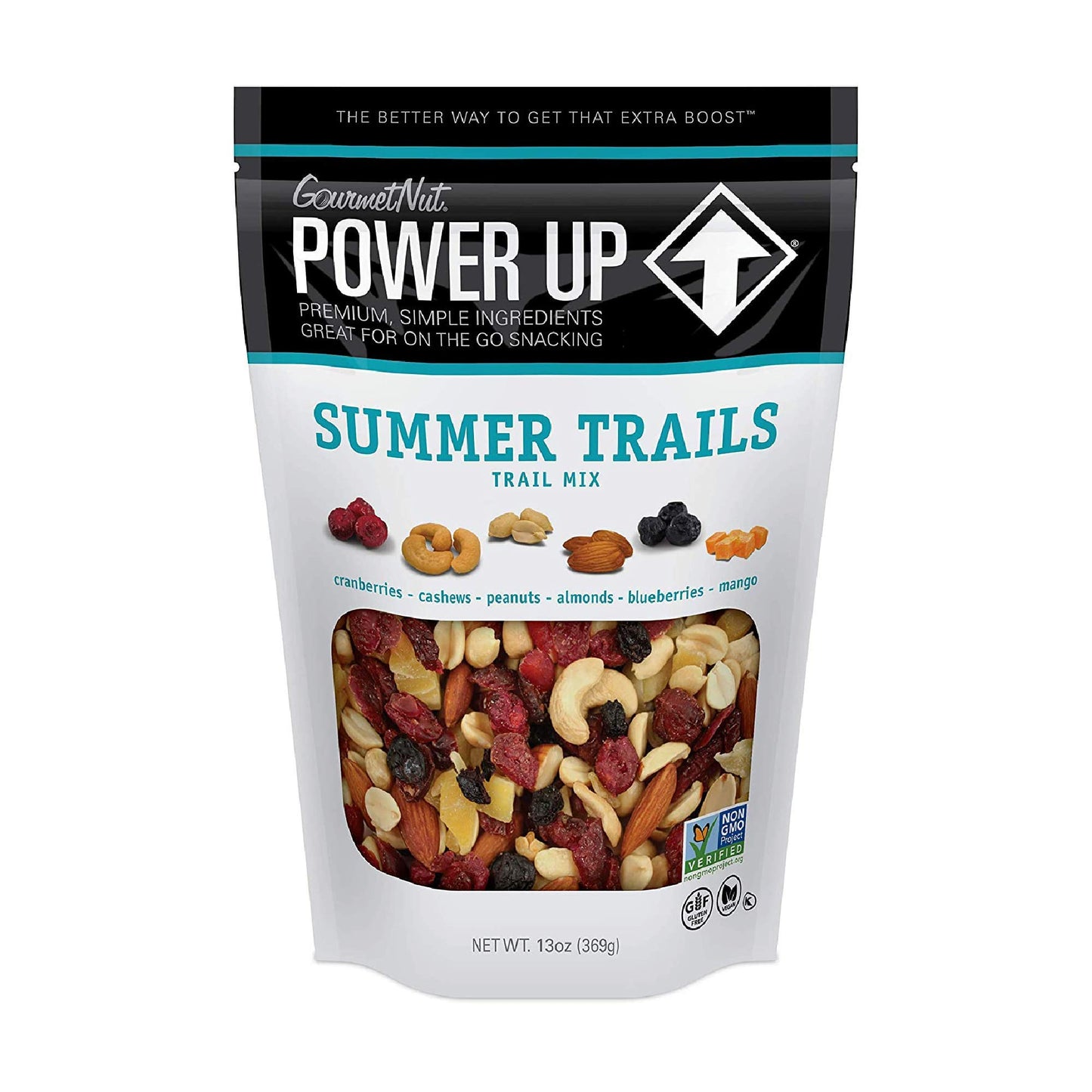 Power Up Trail Mix, Mega Omega Trail Mix, Non-GMO, Vegan, Gluten Free, No Artificial Ingredients, Gourmet Nut, 14 Ounce Bag