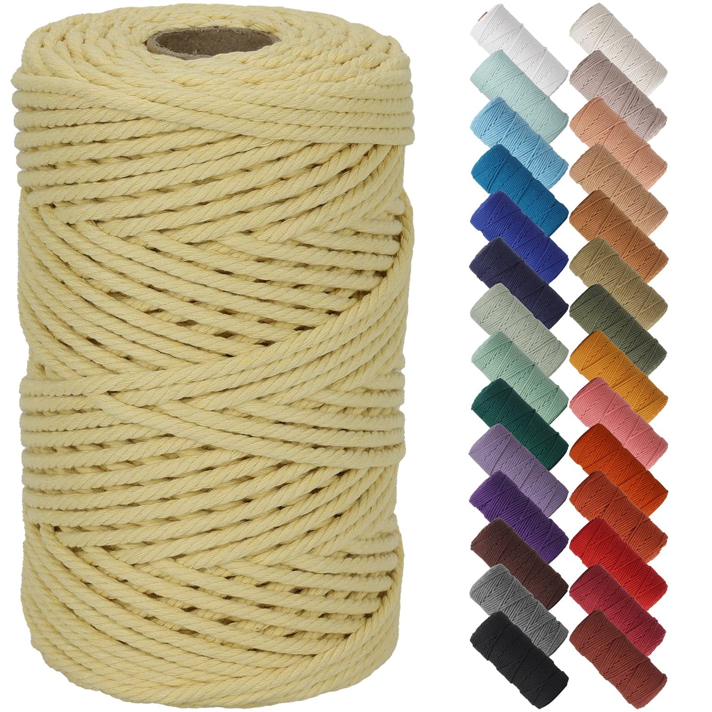 NOANTA Natural Macrame Cord 3mm x 109Yards, Beige Macrame Rope, Cotton Cord for Wall Hanging, Plant Hangers, Christmas Crafts, Knitting