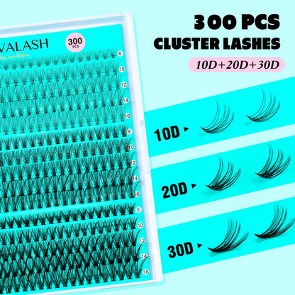 VAVALASH DIY Lash Extension Kit 280 Clusters Individual Lashes Kit 30D 40D 0.07D-10-16mm Lash Clusters, Lash Bond and Seal, Lash Tweezer for DIY Eyelash Extension at Home（Kit-30D+40D-0.07D-10-16MIX）