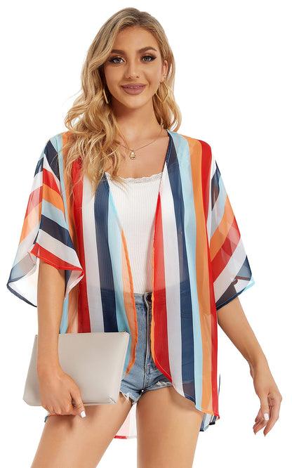 Womens Kimono Beach Cover Up Chiffon Cardigan Floral Tops Loose Capes