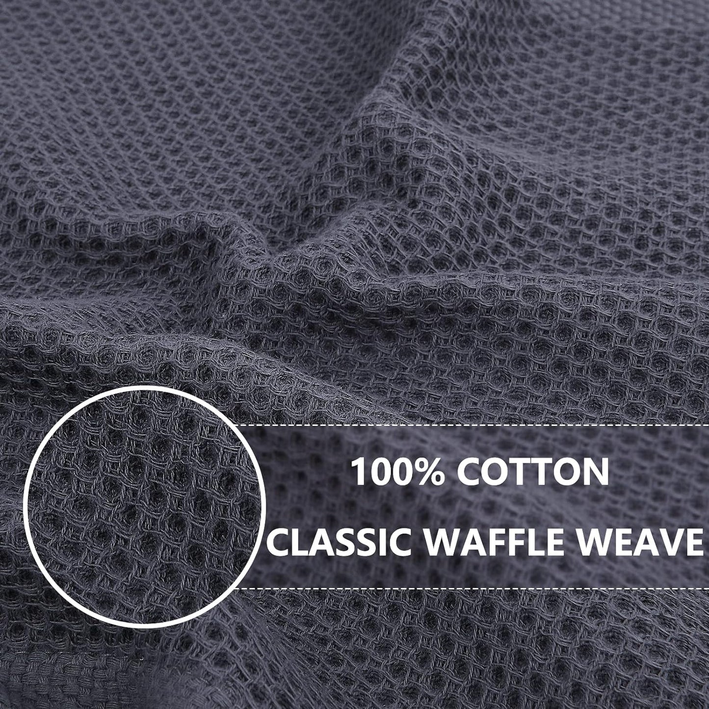 Homaxy 100% Cotton Waffle Weave Kitchen Dish Cloths, Ultra Soft Absorbent Quick Drying Dish Towels, 12x12 Inches, 6-Pack, Dark Grey