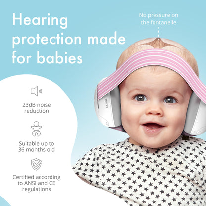 Alpine Muffy Baby Ear Protection for Babies and Toddlers up to 36 Months - CE & ANSI Certified - Noise Reduction Earmuffs - Comfortable Baby Headphones Against Hearing Damage & Improves Sleep - Black