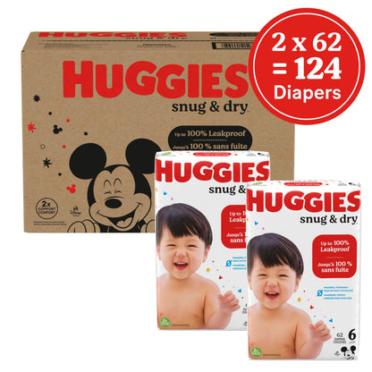 Huggies Size 2 Diapers, Snug & Dry Baby Diapers, Size 2 (12-18 lbs), 100 Count, Packaging May Vary