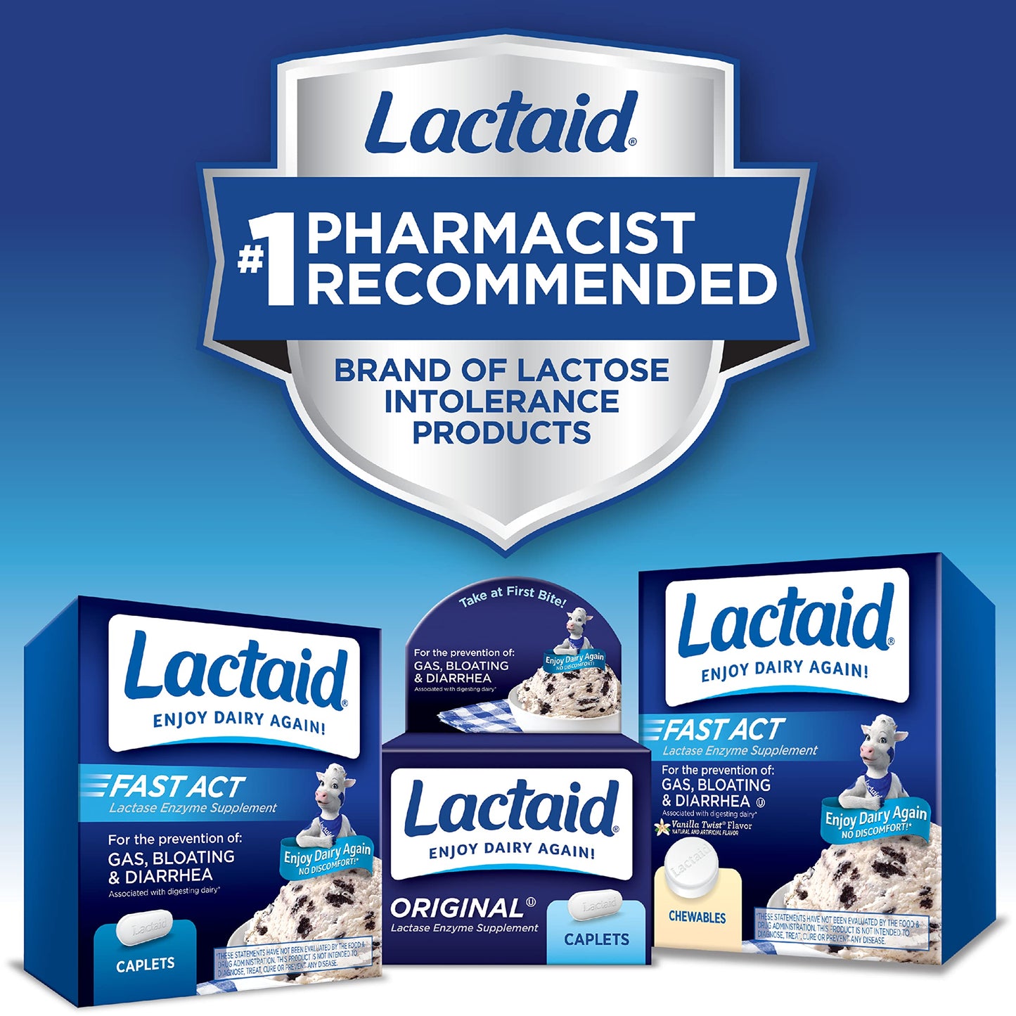 Lactaid Fast Act Lactose Intolerance Chewables with Enzymes, Vanilla Twist, 32 Count