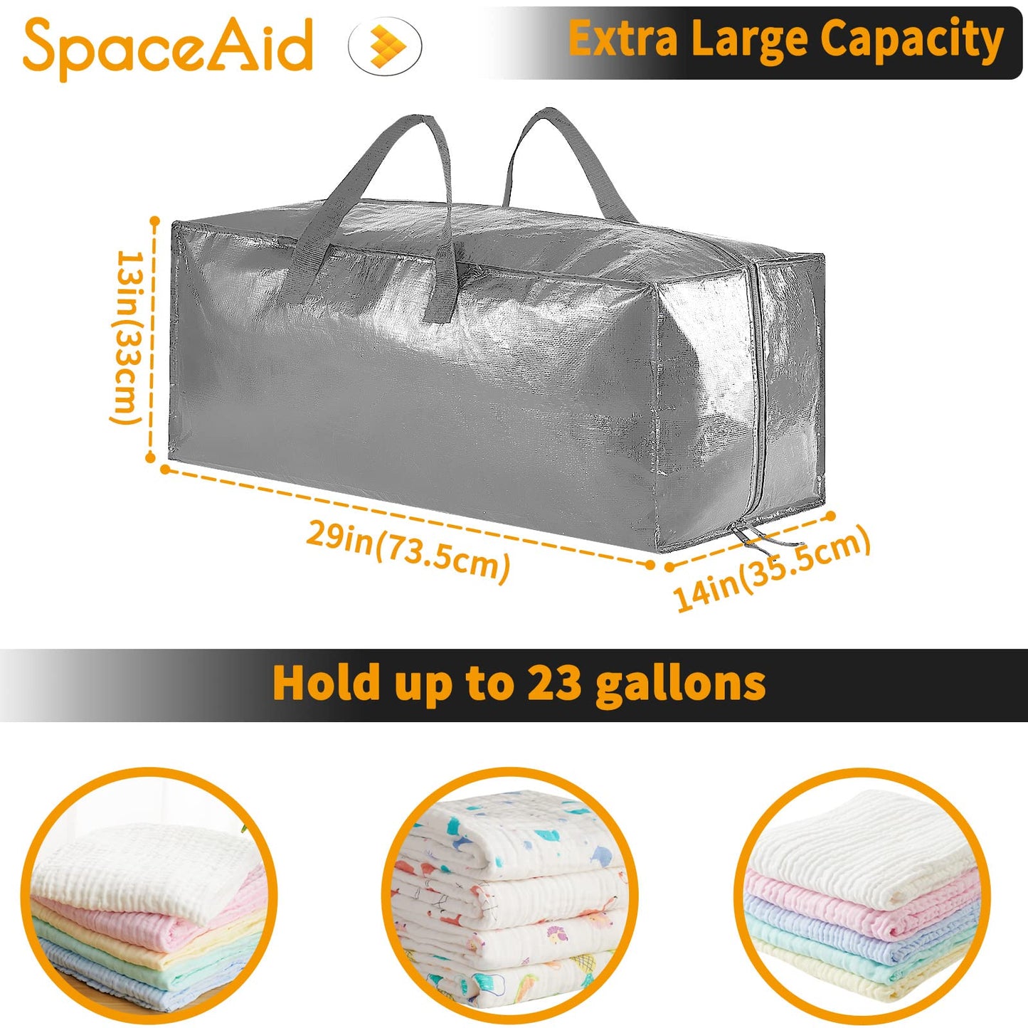 SpaceAid Heavy Duty Moving Bags, Extra Large Storage Totes W/Backpack Straps Strong Handles & Zippers, Alternative to Moving Boxes, Packing & Moving Supplies, Black (8 Pack)