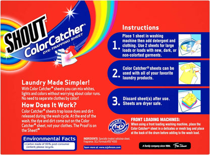 SHOUT Color Catcher, Dye-Trapping Sheets, 24 Sheets