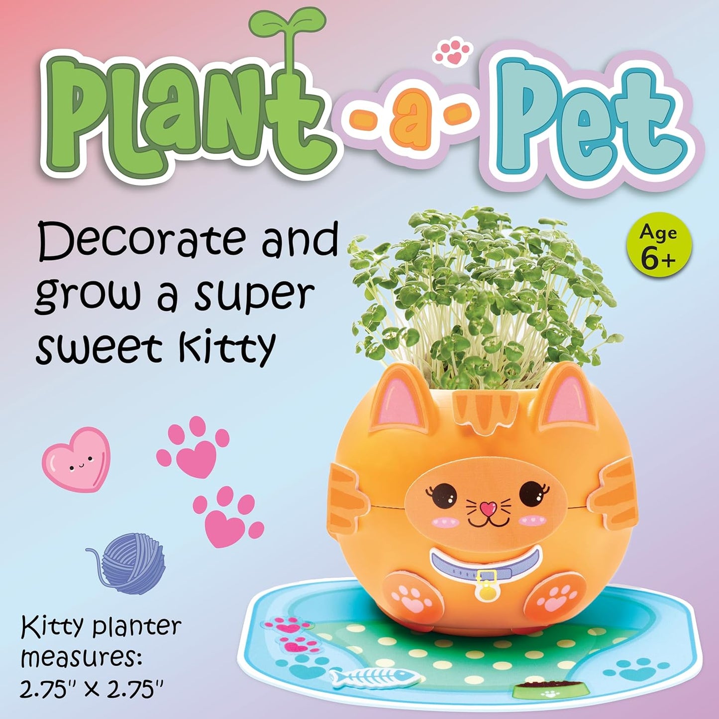 Creativity for Kids Plant-A-Pet: Kitty - Arts and Crafts for Kids Ages 6-8+, Gifts for Girls and Stocking Stuffers for Kids, Boy and Girl Toys, Chia Seed Plant Pet for Kids