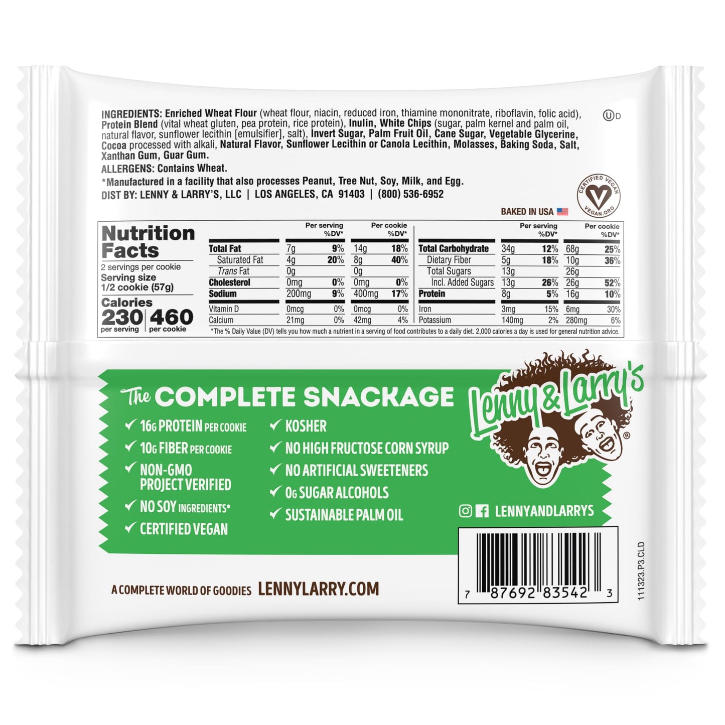 Lenny & Larry's The Complete Cookie, White Chocolate Flavored Macadamia, Soft Baked, 16g Plant Protein, Vegan, Non-GMO, 4 Ounce Cookie (Pack of 12)