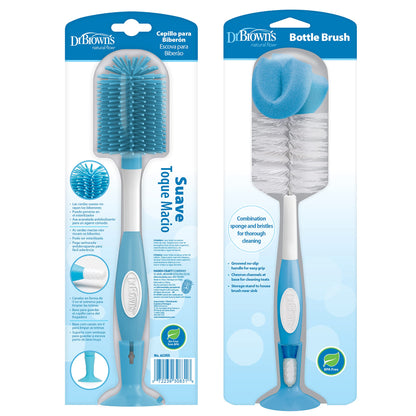 Dr. Brown's Baby Bottle Cleaning Brush with Sponge and Scrubber - Blue - 3-Pack