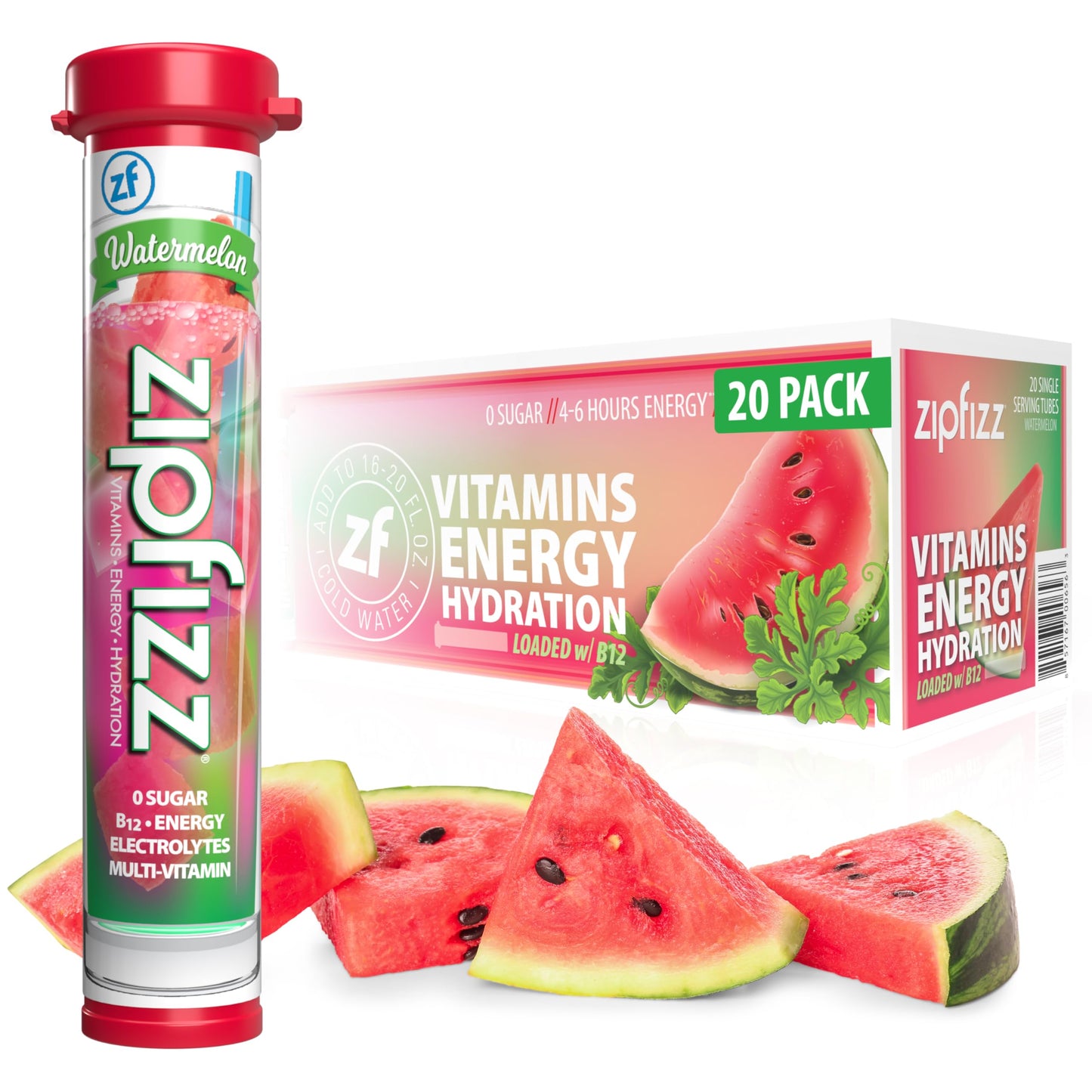 Zipfizz Energy Drink Mix, Electrolyte Hydration Powder with B12 and Multi Vitamin, Berry (12 Count)