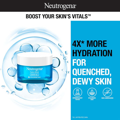 Neutrogena Hydro Boost Face Moisturizer with Hyaluronic Acid for Dry Skin, Oil-Free and Non-Comedogenic Water Gel Face Lotion, 1.7 oz