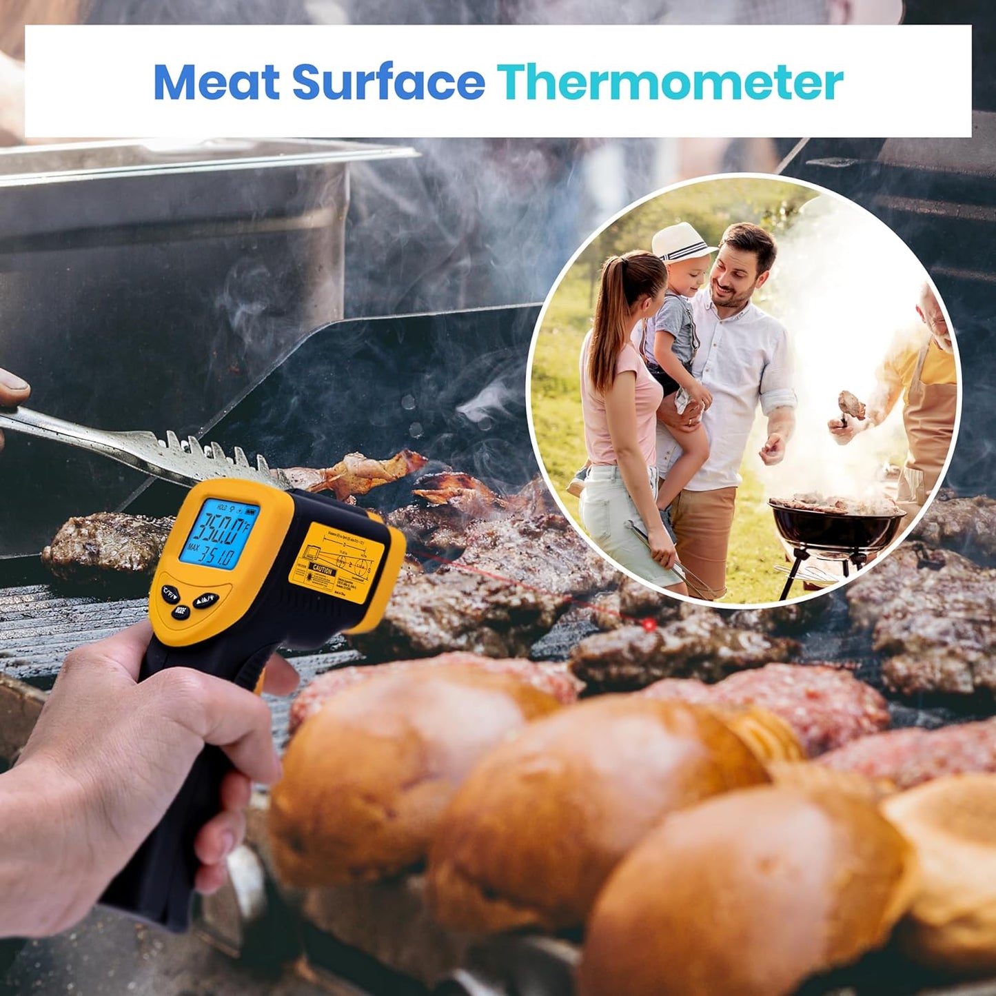 Etekcity Infrared Thermometer Laser Temperature Gun 774, Digital IR Meat Thermometer for Cooking, Candy, Food, Pizza Oven Grill Accessories, Heat Gun for Outdoor Indoor Pool Surface Temp