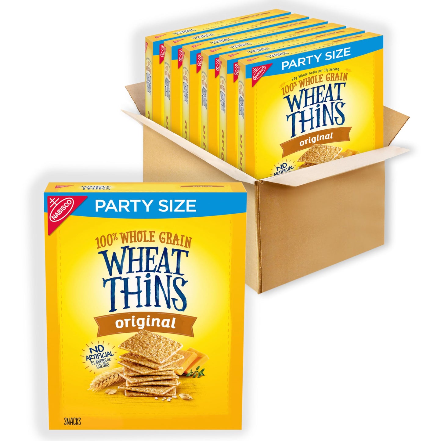 Wheat Thins Original Whole Grain Wheat Crackers, Party Size, 20 oz Box