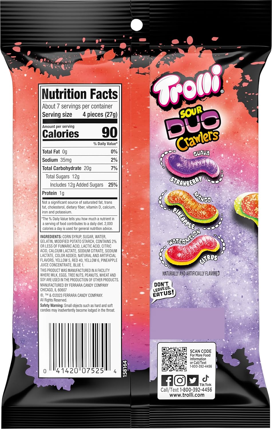 Trolli Sour Brite Duo Crawlers Candy, 6.3 Ounce Bag