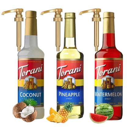 Torani Berry Lovers Raspberry, Strawberry, Blackberry - Syrup For Italian Soda Flavoring 3 Pack with 3 Jimoco Pump Dispensers