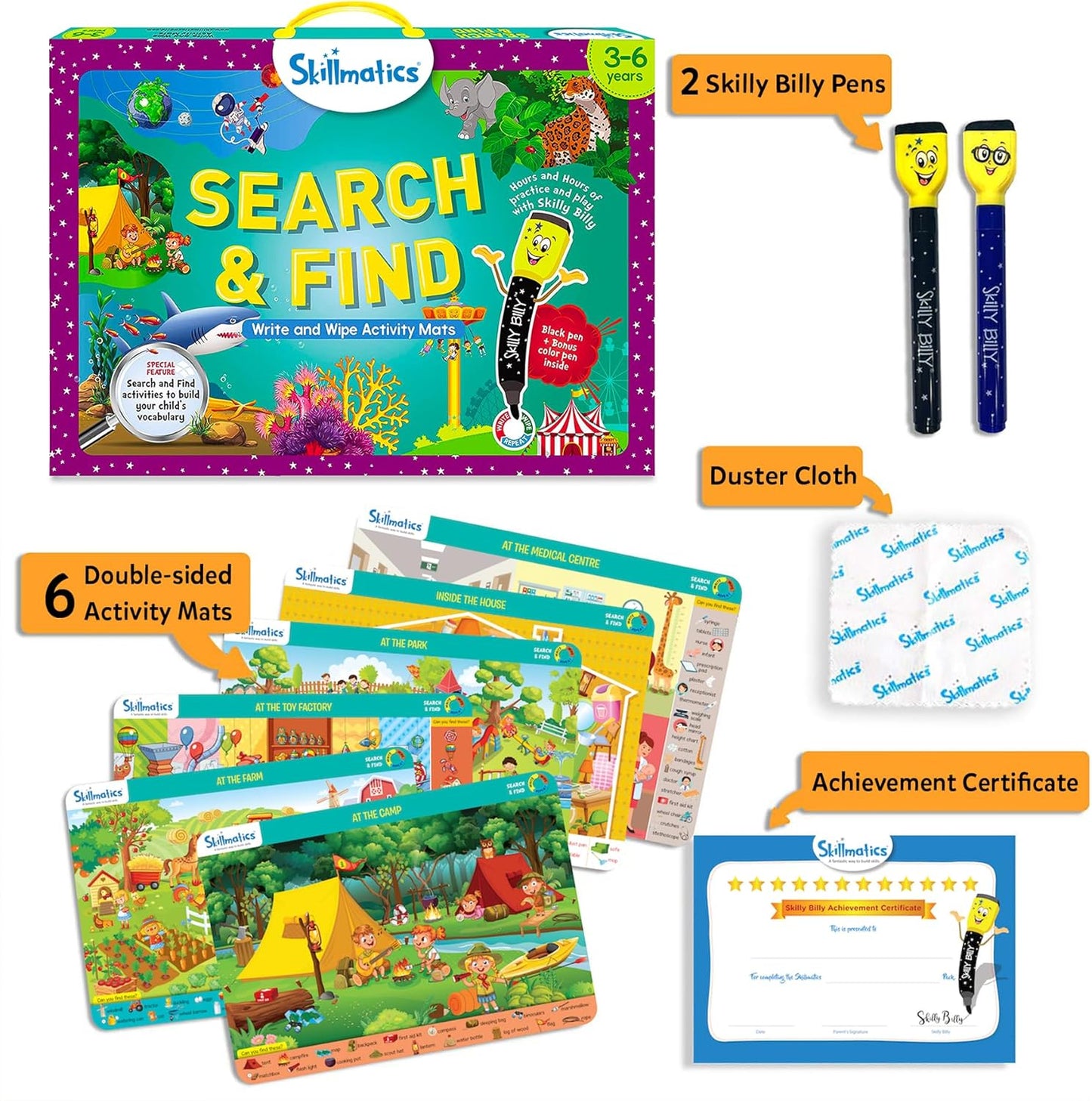 Skillmatics Preschool Learning Activity - Search and Find Educational Game, Perfect for Kids, Toddlers Who Love Toys, Art and Craft Activities, Gifts for Girls and Boys Ages 3, 4, 5, 6