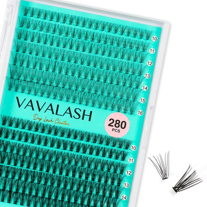 VAVALASH DIY Lash Extension Kit 280 Clusters Individual Lashes Kit 30D 40D 0.07D-10-16mm Lash Clusters, Lash Bond and Seal, Lash Tweezer for DIY Eyelash Extension at Home（Kit-30D+40D-0.07D-10-16MIX）